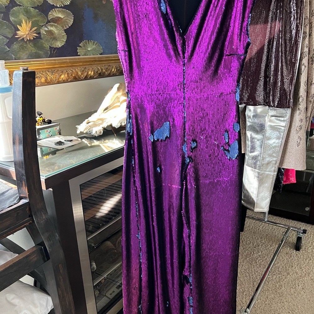 Vibrant Purple Women's Jumpsuit w color changing sequins.